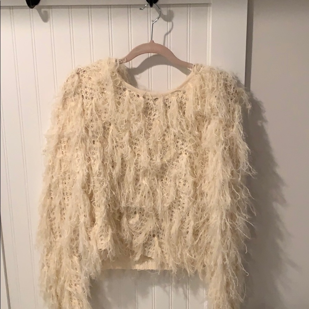Cream shaggy pullover sweater